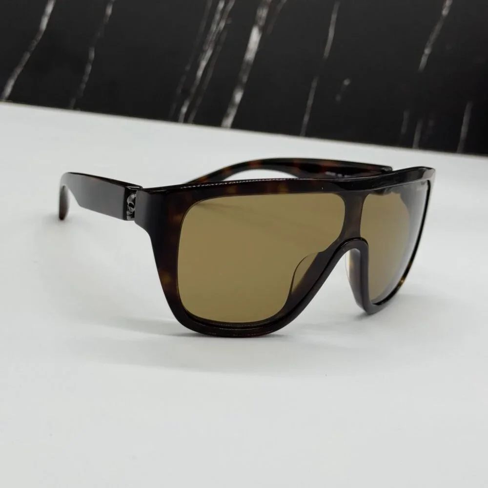 NEW AM0430S 005 ALEXANDER MCQUEEN HAVANA SHIELD UNISEX SUNGLASSES